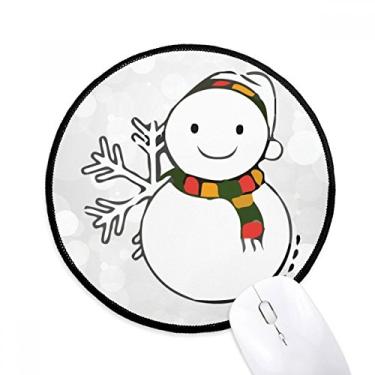 Imagem de DIYthinker Mouse pad ilustração de floco de neve clima mousepad desktop escritório tapete redondo para computador