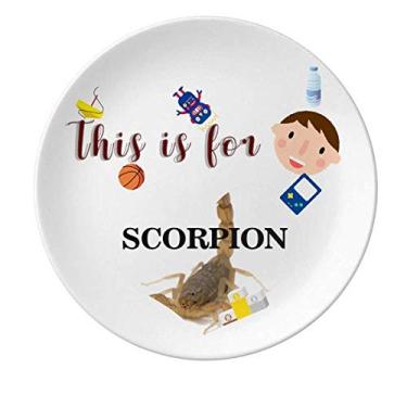 Imagem de Prato de porcelana de rotina natural de insetos escorpião prato redondo para jantar menino homem