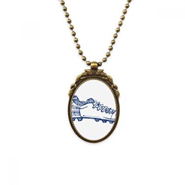 Imagem de DIYthinker Tênis de futebol de desenho animado padrão azul antigo colar pingente de contas vintage chaveiro