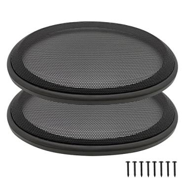 Imagem de Capas de grelha de alto-falante de 15,24 x 22,86 cm, protetor de subwoofer de alto-falante de carro, moldura de plástico ABS com malha de metal, preto - 2 peças
