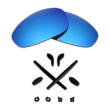Imagem de Lentes de reposição e kits de borracha Mryok para óculos de sol Oakley Juliet – Opções, Ice Blue Polarized Lenses & Black Rubber Kits, One Size