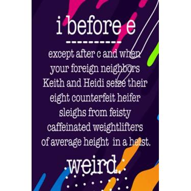 Imagem de Projects To Complete Notebook - Womens I BEFORE E except when Keith Weird Funny Grammar Meme