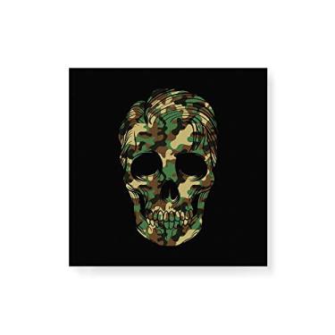 Imagem de Arte Maníacos Quadro Decorativo em Tela Canvas Caveira Militar Central - 50x50cm