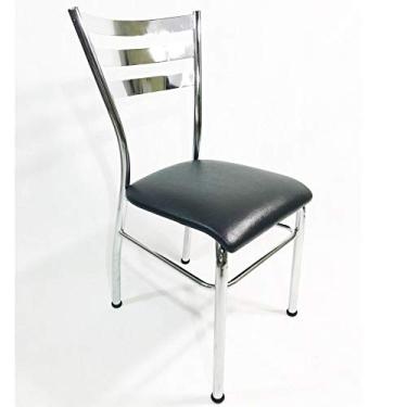 Imagem de Cadeira de COZINHA com reforço cromada assento preto - Poltronas do Sul