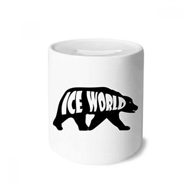 Imagem de DIYthinker Caixa de moeda de cerâmica preta com contorno de urso de animal preto para presente de cofrinho