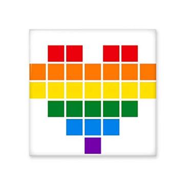 Imagem de Arco-íris Gay Lésbica Pequena Caixa Coração LGBT Cerâmica Decalque Brilhante Pedra Adorna Tijolo Vitrificado