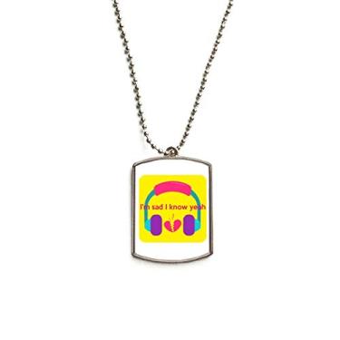 Imagem de Colar com pingente de placa de aço inoxidável triste com letra emocional inglesa clássica