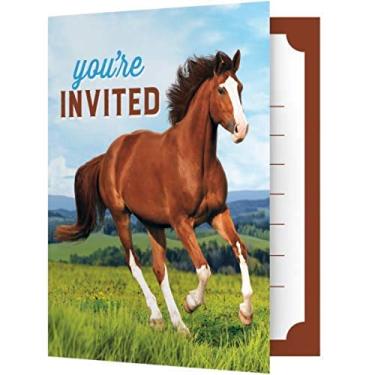 Imagem de Creative Converting 340132 Horse And Pony Foldover Invitation, multi-colored, 5 in x 4 in, 8 ct