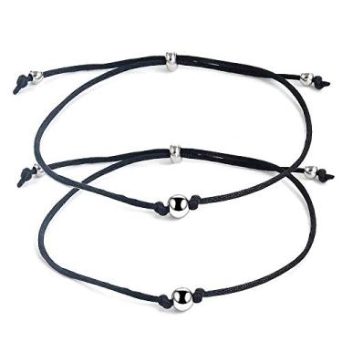 Imagem de SUMMER LOVE Pulseira Best Friends com cartão de mensagem, pingente de coração pequeno, pulseira combinando, tornozeleira, presente para amizade, casal, família