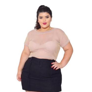 Imagem de Cropped Segunda Pele Tule Transparente Elegante Fashion Plus Size Ct1