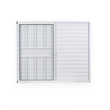 Imagem de Janela de Alumínio Veneziana 100x150cm 3 Folhas 1 Fixa com Grade e Vidro Liso Soft Plus MGM