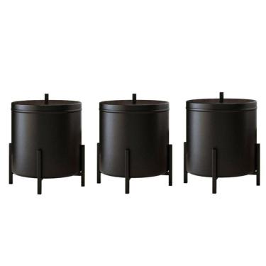 Imagem de Kit 3 Lixeiras Cesto De lixo De Banheiro Cozinha Level Preto