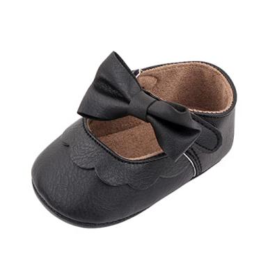 Imagem de Sandálias largas para bebês meninas sapatos únicos laço primeiro andador sandálias infantis princesa bebê menino sandálias, Preto, 0-6 Meses