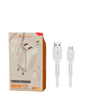 Imagem de Carregador Rápido Micro USB Dual Com Cabo Peining Pei-209 V8