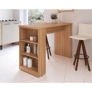 Imagem de Bancada de Cozinha com Nicho Decorativo em Mdp 60cm Freijó