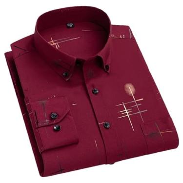 Imagem de Camisas masculinas sem passar roupa casual bronzeamento manga longa fit camisas primavera outono, Gdt222, GG