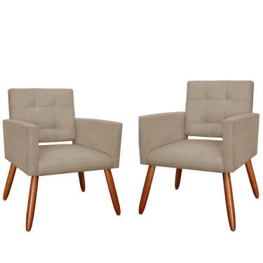 Imagem de Kit 2 Poltronas Estofadas Para Sala Comercial Camila Suede Cappuccino - LM DECOR