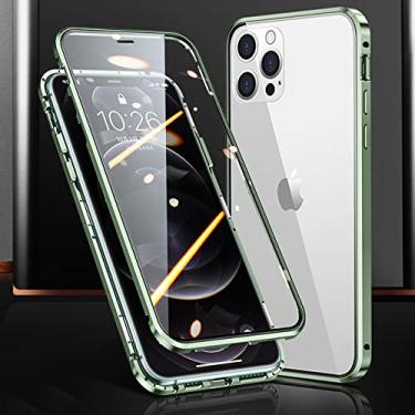 Imagem de Caixa de telefone magnética de vidro dupla face com estrutura de metal para iPhone 15 14 13 12 Pro Max X XS 8 7 14 Plus 13 12Mini capa de lente de câmera, verde, para iPhone 6S Plus