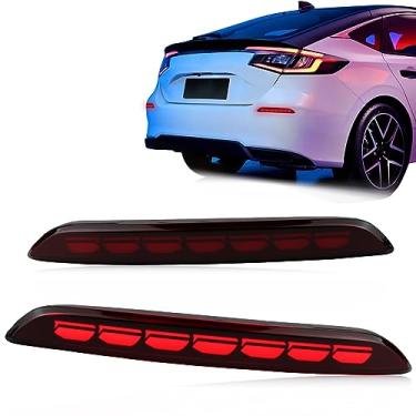 Imagem de GEEGEETOP Lente vermelha LED refletor traseiro conjunto de farol de neblina compatível com Honda Civic Hatchback 2022 2023 2024 Funções 3 em 1 (vermelho)