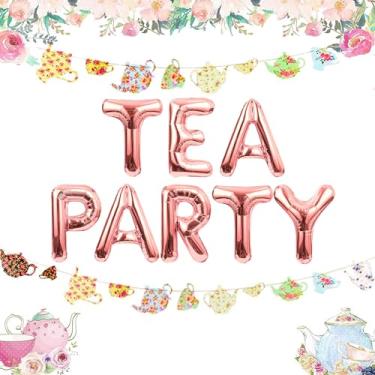 Imagem de Conjunto de 2 balões de chá LET'S PAR TEA, faixa de chá de aniversário, decorações de festa de chá de bebê Par-Tea Par, decoração de chá de bebê, par de chá de bebê, faixa de 2º aniversário