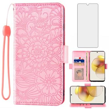 Imagem de Asuwish Capa carteira compatível com Motorola Moto G73 5G e protetor de tela de vidro temperado, suporte de cartão, acessórios de celular, capa flip de couro para celular G 73 73G mulheres homens ouro