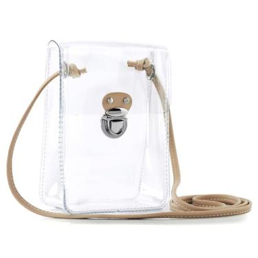 Imagem de HOXIS Bolsa transversal pequena de PVC transparente para estádio aprovada bolsa feminina bolsa de ombro transparente bolsa para celular (nude)