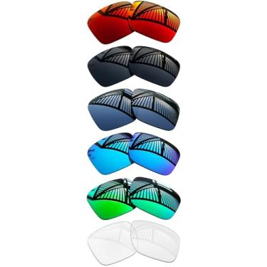 Imagem de MYCOURAG 6 pares de lentes de reposição para óculos de sol Oakley Holbrook OO9102 / Holbrook Asian Fit (AF) OO9244 - preto sólido + esmeralda + azul gelo + vermelho fogo + titânio + transparente HD
