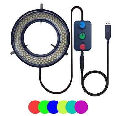 Imagem de UPWTKIM Anel de Luz LED com Luz de Microscópio, USB 144 LED RGB Ajustável para Câmera de Microscópio Estéreo Trinocular Binocular Eletrônico da Indústria