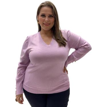 Imagem de Blusa de Lã Miose Gola V Manga Longa Plus Size Feminina-Feminino