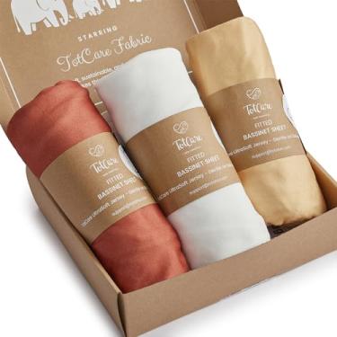 Imagem de TotCare Lençóis de cabeceira para berço 83 x 50 cm para Maxi COSI Iora, Koola Baby, Baby Joy, Angelbliss, Kidsclub Berço de cabeceira - Lençóis macios amanteigados - laranja queimado + amarelo