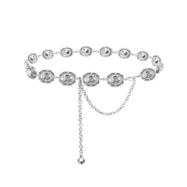 Imagem de TOPACC Cintos de corrente para mulheres, moda concho, cintos para vestidos Jean Country Concert Outfit, Prata - 175, Length 53" (36"+extended chain 17")