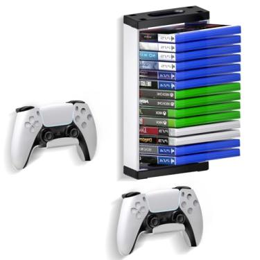 Imagem de Nargos Suporte de parede para videogame, acessórios de armazenamento para PS5, PS4, Xbox One, Xbox Series X/S, acessórios organizadores (inclui 2 suportes de parede para controle)