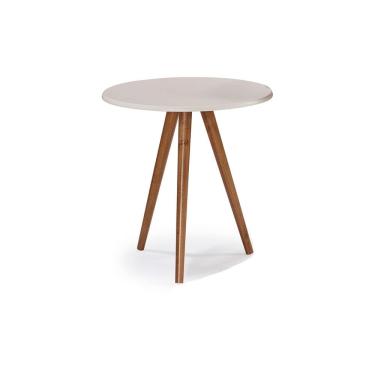 Imagem de Mesa de Apoio Pequena Tripé Pé Palito Hannover - Off White/Imbuia Glazer