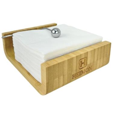Imagem de Porta Guardanapo de Bambu com Peso Inox, Organizador de Mesa, Heimon