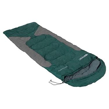 Imagem de NTK, Saco de Dormir Tipo Misto Freedom, com Faixa de Temperatura entre -1,5°C à -3,5°C, com Capuz Curvo e Elástico Ajustável Incorporado, com Bolsa de Transporte, Verde e Cinza