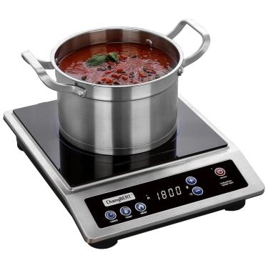 Imagem de Cooktop de Indução Portátil com Área de Aquecimento de 20 cm e Temporizador de 10H, 1800W, 110V, ChangBERT, Prata