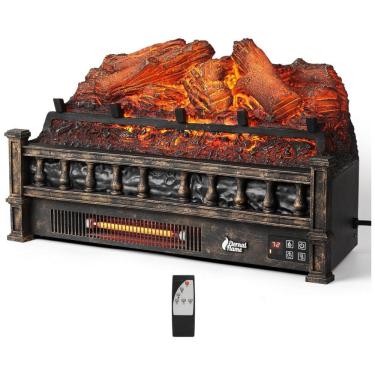 Imagem de Lareira Elétrica Ecológica 23" 58cm com Controle Remoto, Cama de Brasa de Pinho Re...