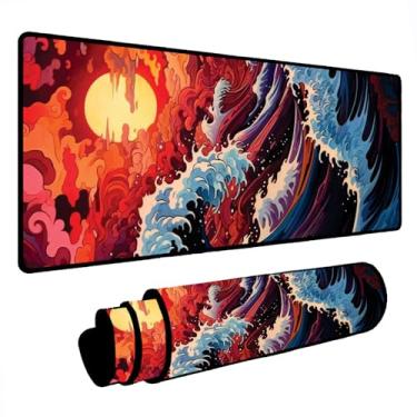 Imagem de Novo Mouse Pad Gamer Deskpad Speed Extra Grande Borda Costurada Profissional Varios Tamanhos - Onda Por do Sol (60x30)