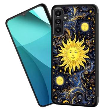 Imagem de ZQLPLZR Capa para Galaxy A35 5G, bordas antiderrapantes para pneus, design fofo, à prova de choque, proteção total, capa traseira preta para Samsung Galaxy A35 5G 6,6 polegadas 2024, sol lua estrelas