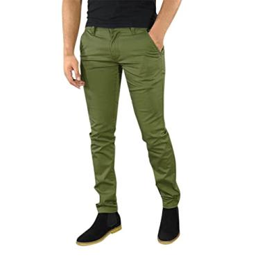 Imagem de Yoyorule Calça masculina casual de negócios, lisa, lisa, com zíper, bolso e bolso cropped, 12 presentes, Verde, G