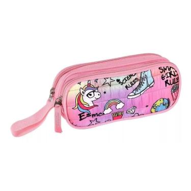 Imagem de Estojo Unicórnio Duplo Compartimento Com Alça Infantil