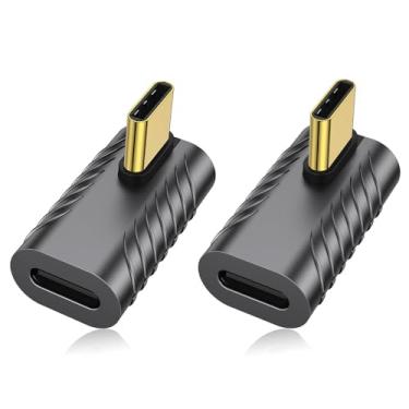 Imagem de AuviPal Adaptador USB C 90 graus (pacote com 2), conector USB C macho de 40 Gbps para USB C fêmea, extensor USB tipo C Thunderbolt 4/3 para MacBook Pro, iMac, iPad Pro, tablet, telefones e outros