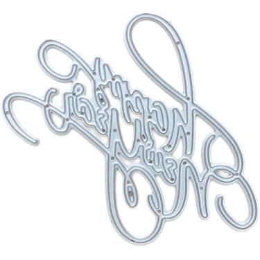 Imagem de Feliz Ano Novo para fazer cartões, moldes de corte de metal vazados, parabéns, corte, aniversário, estampagem, estêncil, para decoração de scrap-booking, cartão de bênção de aniversário de casamento