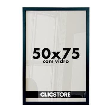 Imagem de Moldura 50X75 Cm Com Vidro e Fundo Quadro Foto Poster Retrato Cor:Preto