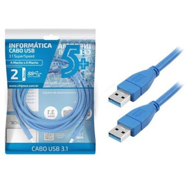 Imagem de Cabo Usb 3.0 Macho Macho A+a Hd 3.0/3.1 Original - 2 Metros - 5+