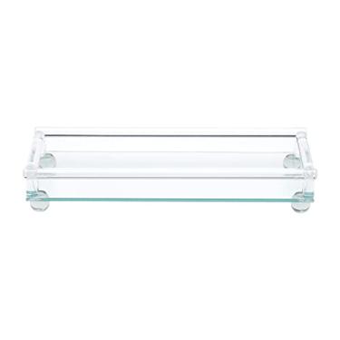 Imagem de Bandeja Decorativa de Vidro com Pé Retangular 33cm x 12cm x 6cm - Wolff