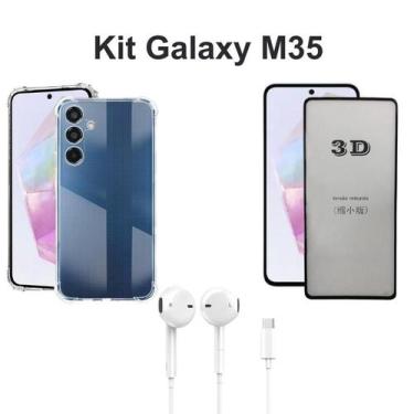 Imagem de Kit Capinha Transparente + Película 3D Vidro + Fone de Ouvido para Sam