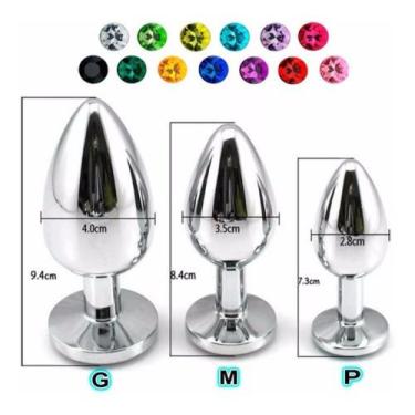 Imagem de Kit 03 Plug Anal Aço Detalhe com Pedra de Joia - la pimenta