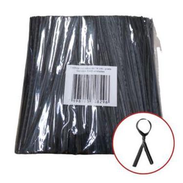 Imagem de Amarrilho Lacre Fecho Plástico de Arame Preto 14cm. C/ 40.000 Un. - TA