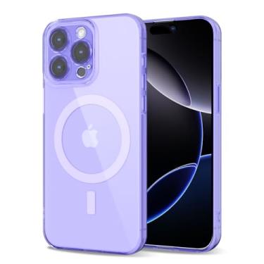 Imagem de Svanove Capa transparente para iPhone 16 Pro Max compatível com Magsafe, capa magnética magnética transparente fluorescente, alça fina de silicone brilhante e à prova de choque, lavanda roxa